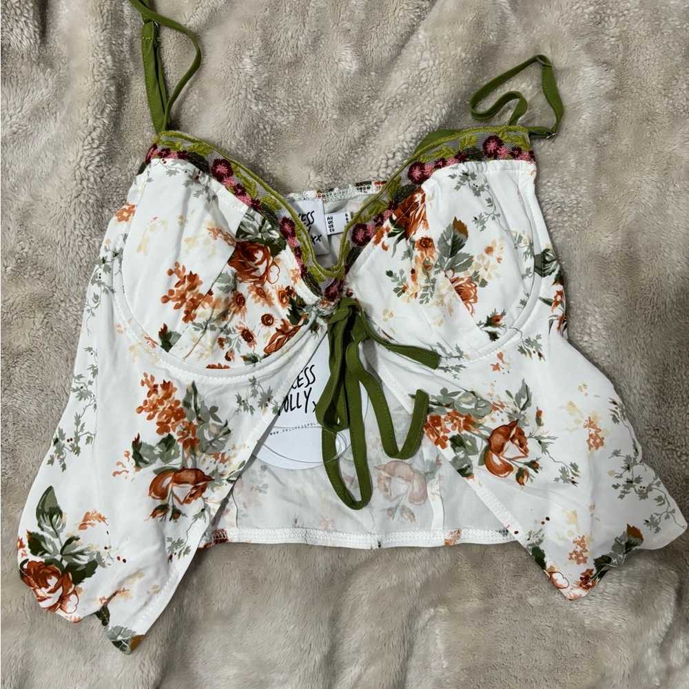 Princess Polly Green and Orange Floral Bustier Camisole